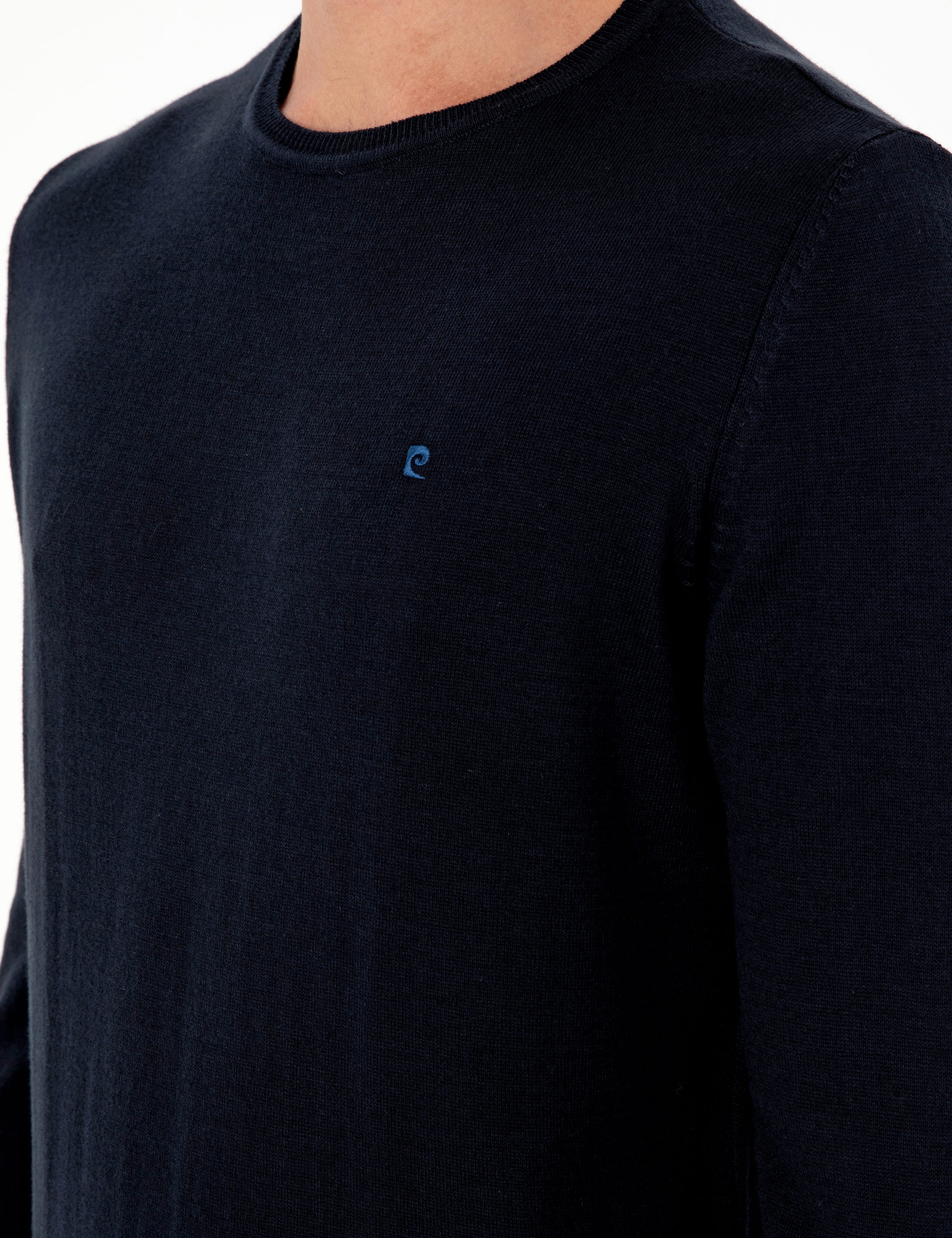 Lacivert Slim Fit Bisiklet Yaka Basic Triko Kazak