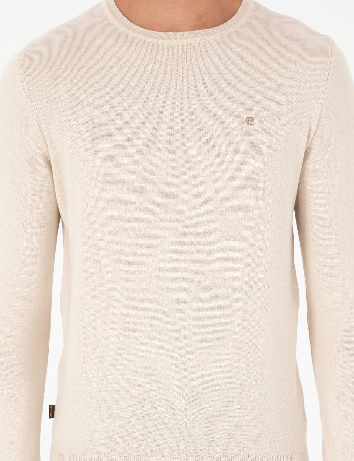 Bej Slim Fit Bisiklet Yaka Basic Triko Kazak - 50296621001