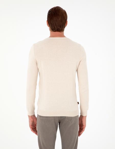 Bej Slim Fit Bisiklet Yaka Basic Triko Kazak - 50296621001