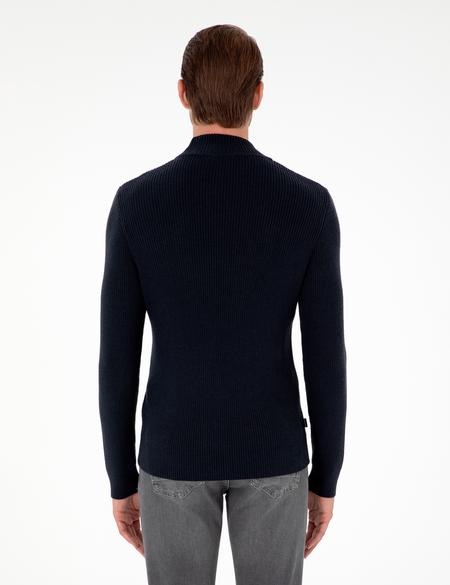 Lacivert Slim Fit Yarım Balıkçı Yaka Yün Karışımlı Triko Kazak - 50296462018