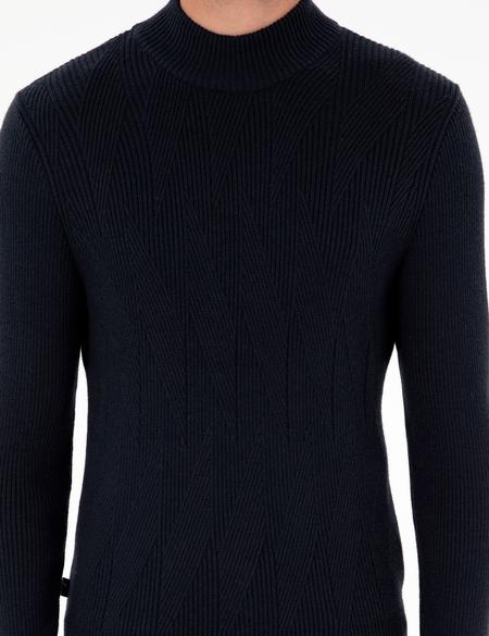 Lacivert Slim Fit Yarım Balıkçı Yaka Yün Karışımlı Triko Kazak - 50296462018