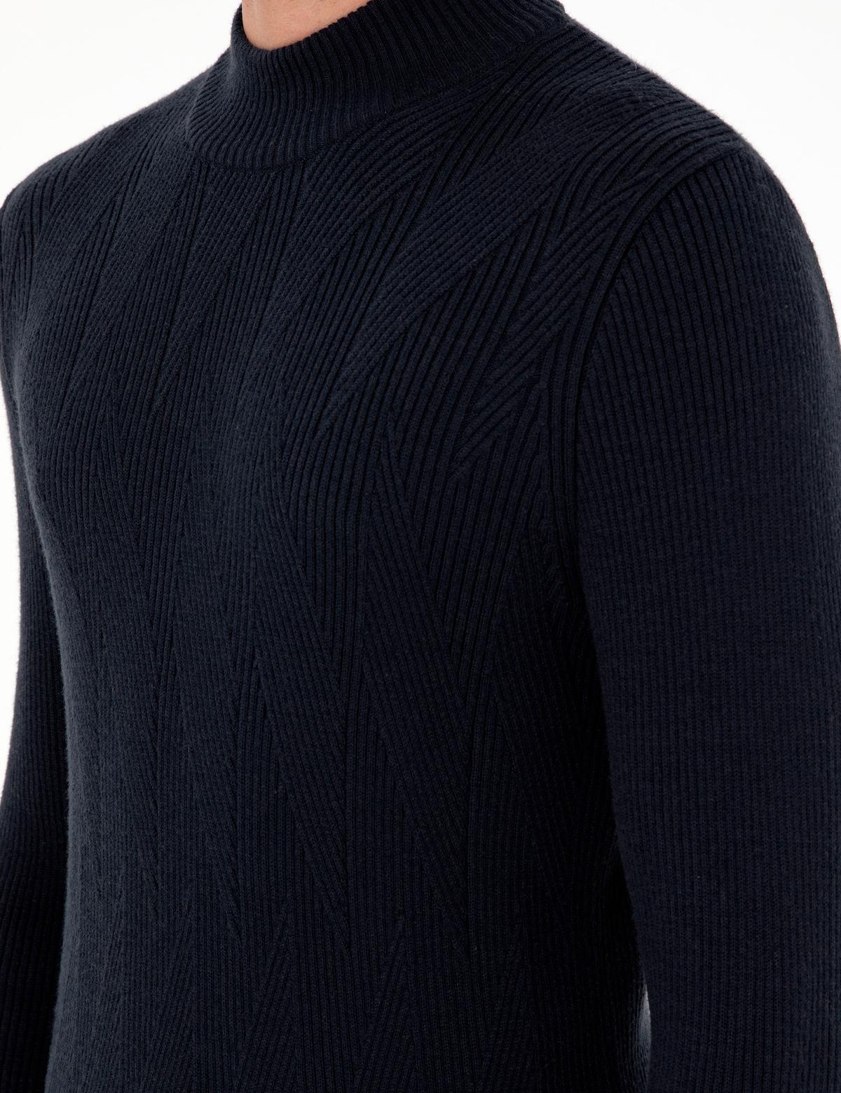 Lacivert Slim Fit Yarım Balıkçı Yaka Yün Karışımlı Triko Kazak - 50296462018