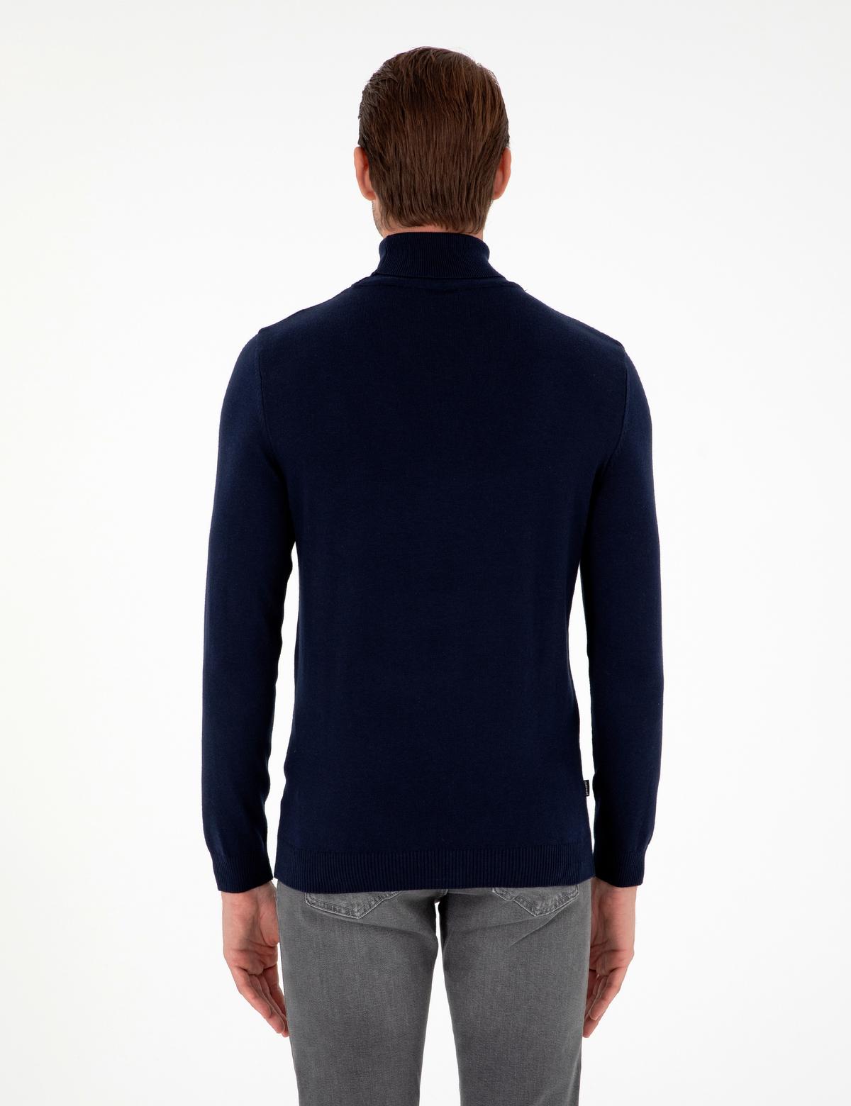 Lacivert Slim Fit Balıkçı Yaka Basic Triko Kazak - 50296582007