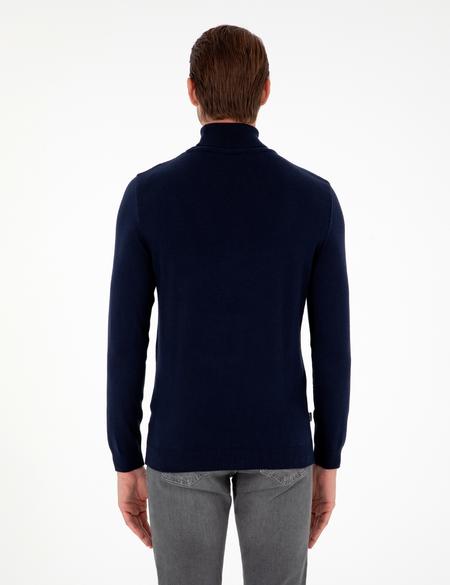 Lacivert Slim Fit Balıkçı Yaka Basic Triko Kazak - 50296582007