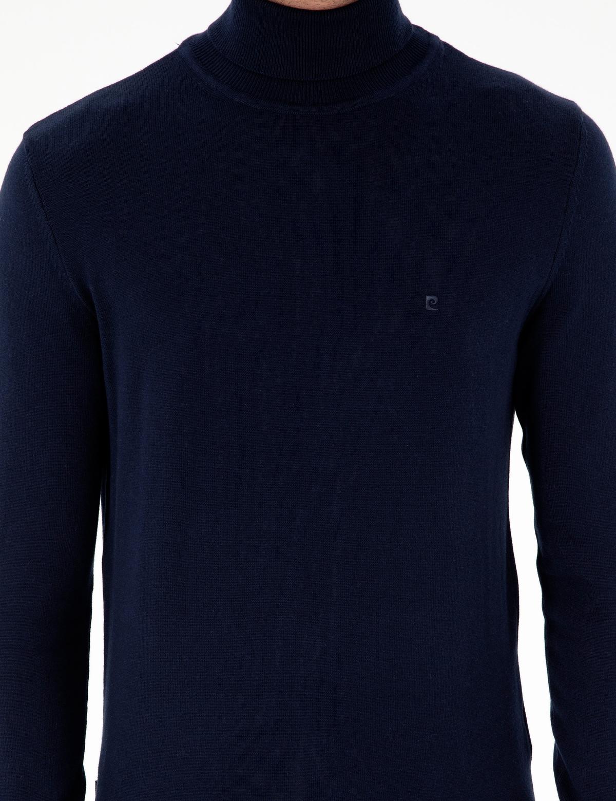 Lacivert Slim Fit Balıkçı Yaka Basic Triko Kazak - 50296582007