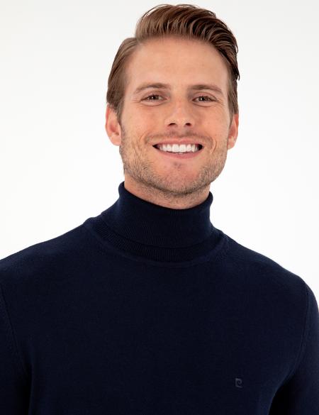 Lacivert Slim Fit Balıkçı Yaka Basic Triko Kazak - 50296582007