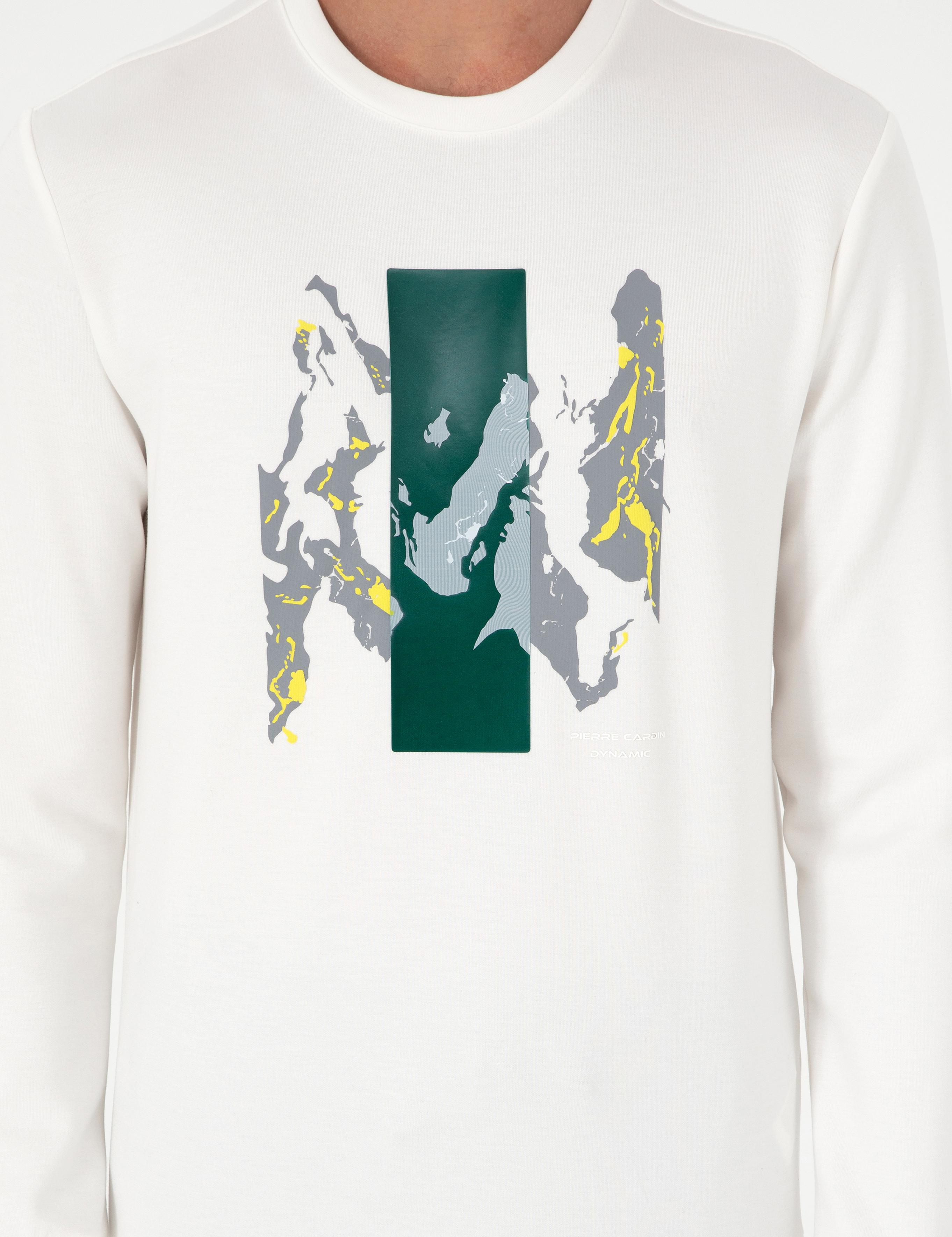 Ekru Regular Fit Bisiklet Yaka Sweatshirt