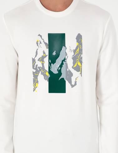 Ekru Regular Fit Bisiklet Yaka Sweatshirt