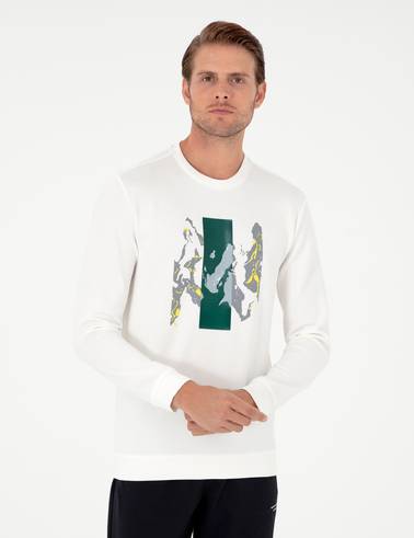Ekru Regular Fit Bisiklet Yaka Sweatshirt
