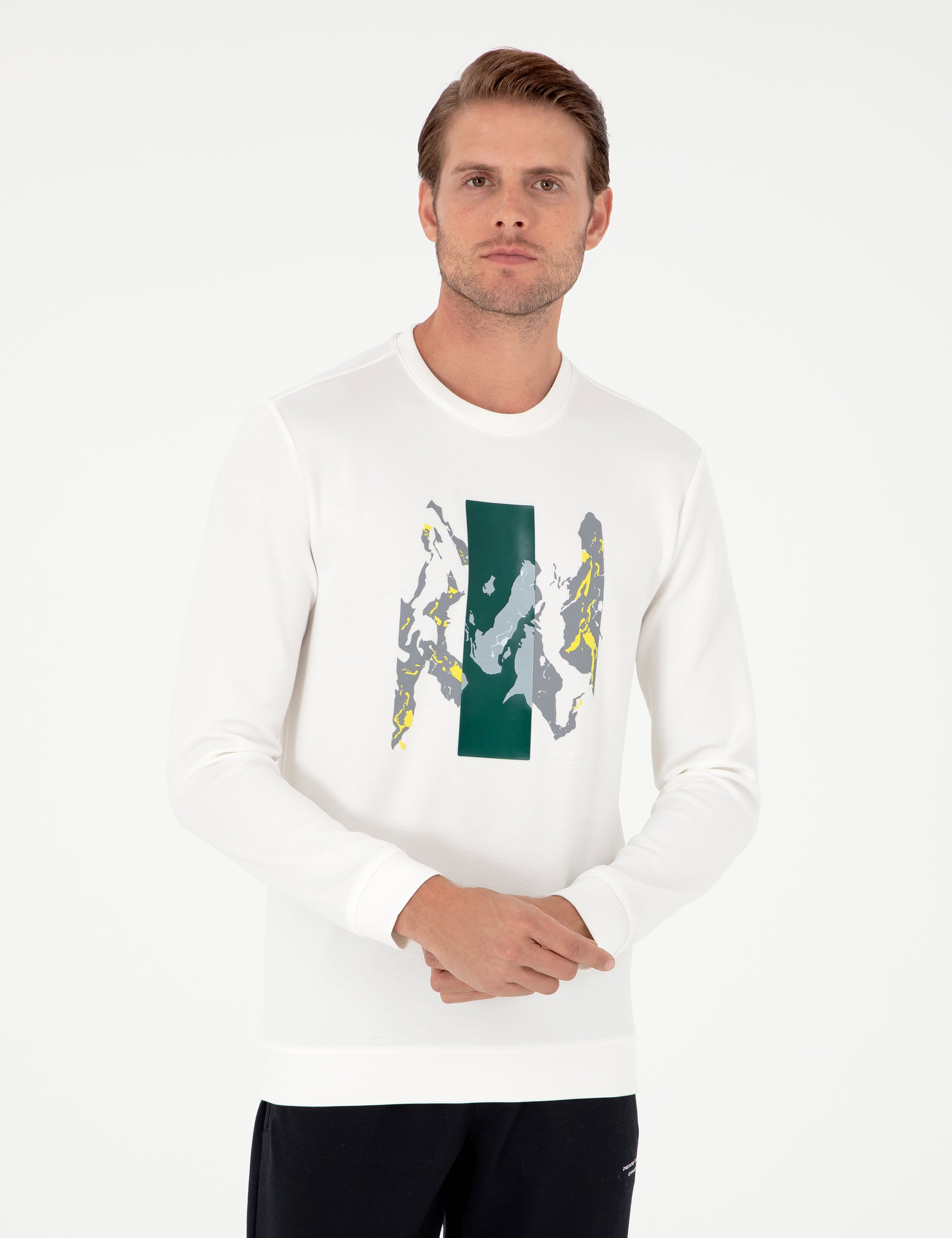 Ekru Regular Fit Bisiklet Yaka Sweatshirt - Image 1