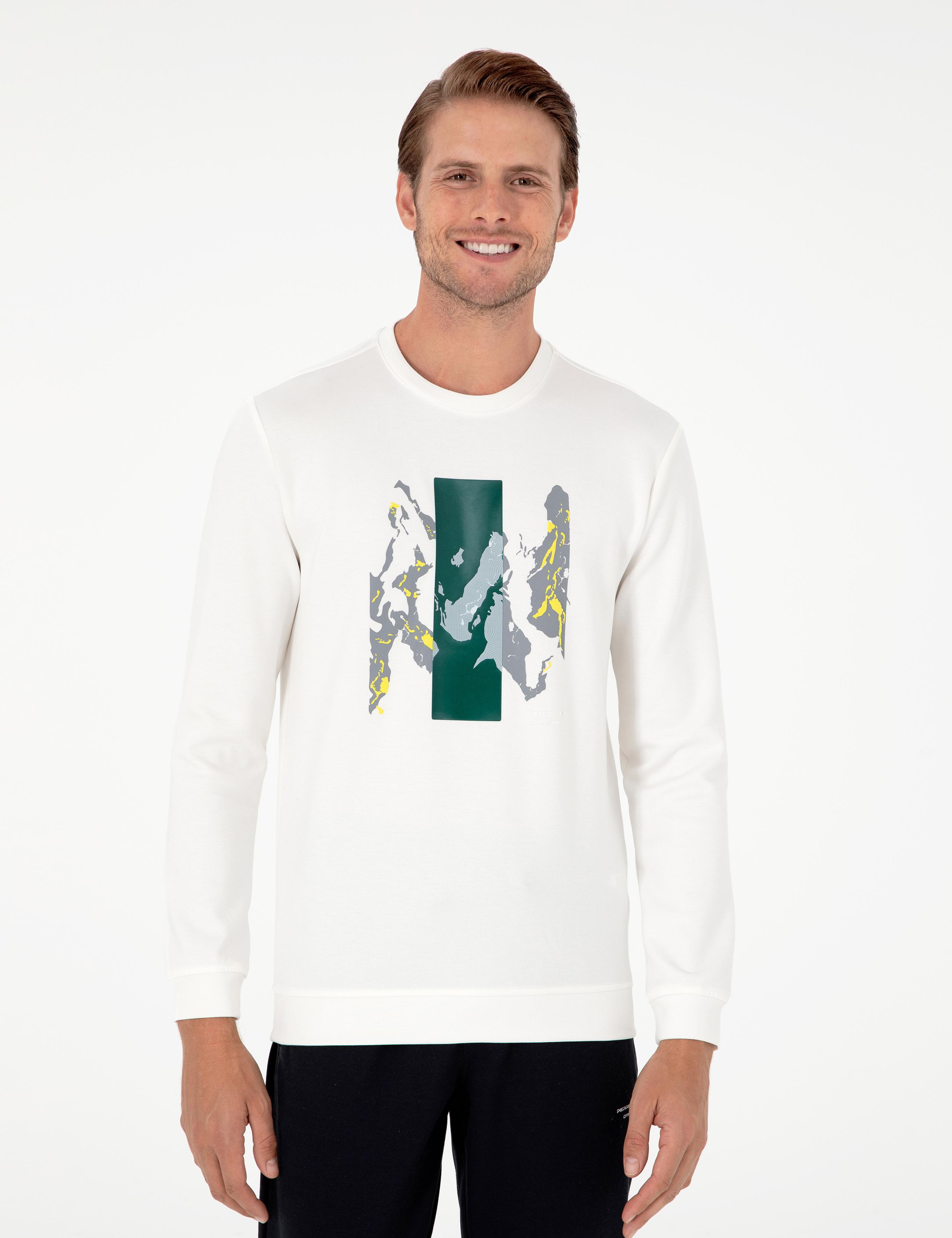 Ekru Regular Fit Bisiklet Yaka Sweatshirt