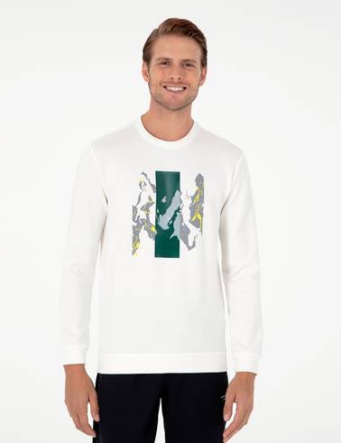 Ekru Regular Fit Bisiklet Yaka Sweatshirt