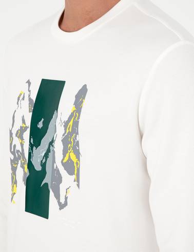 Ekru Regular Fit Bisiklet Yaka Sweatshirt