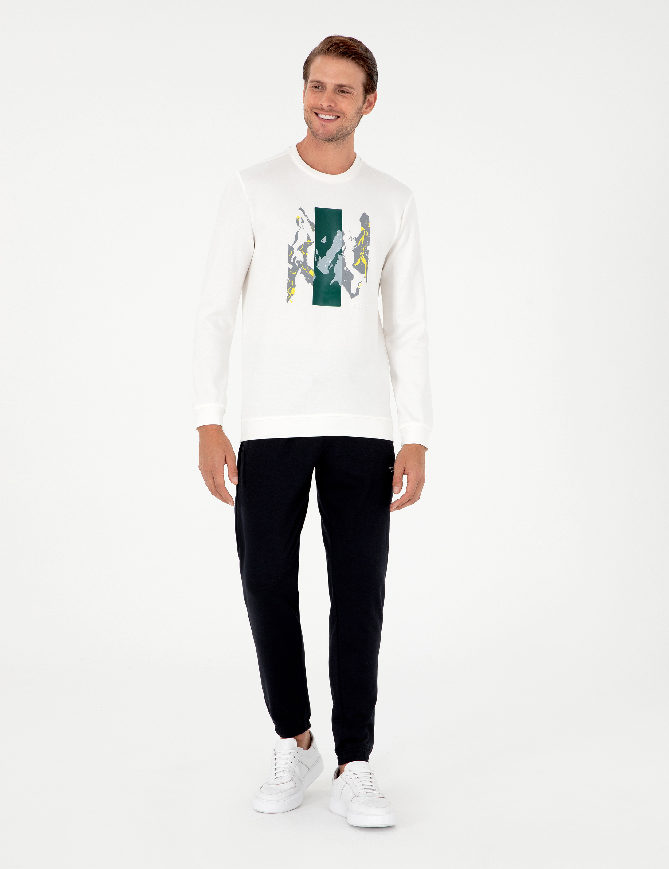 Ekru Regular Fit Bisiklet Yaka Sweatshirt - Image 4