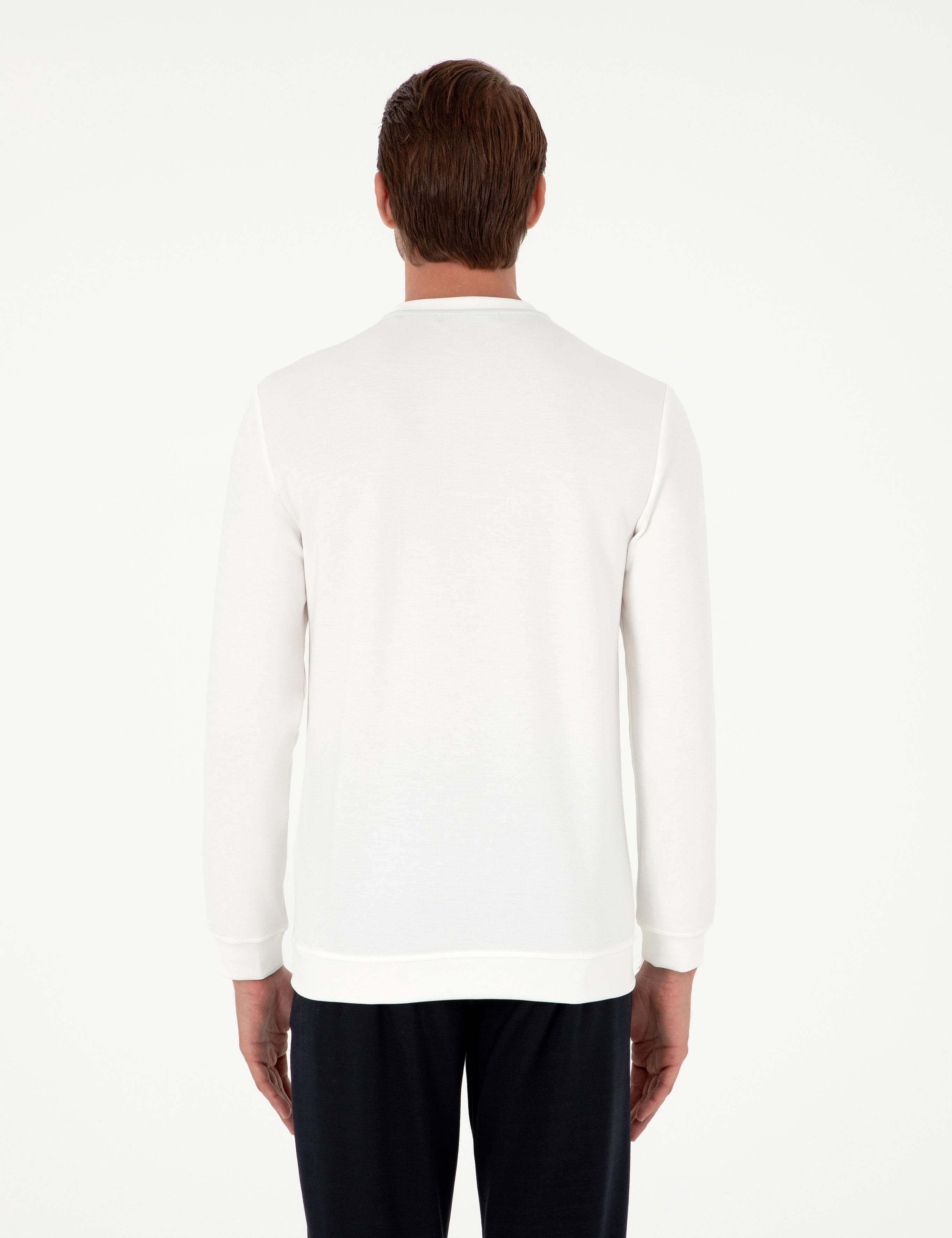 Ekru Regular Fit Bisiklet Yaka Sweatshirt