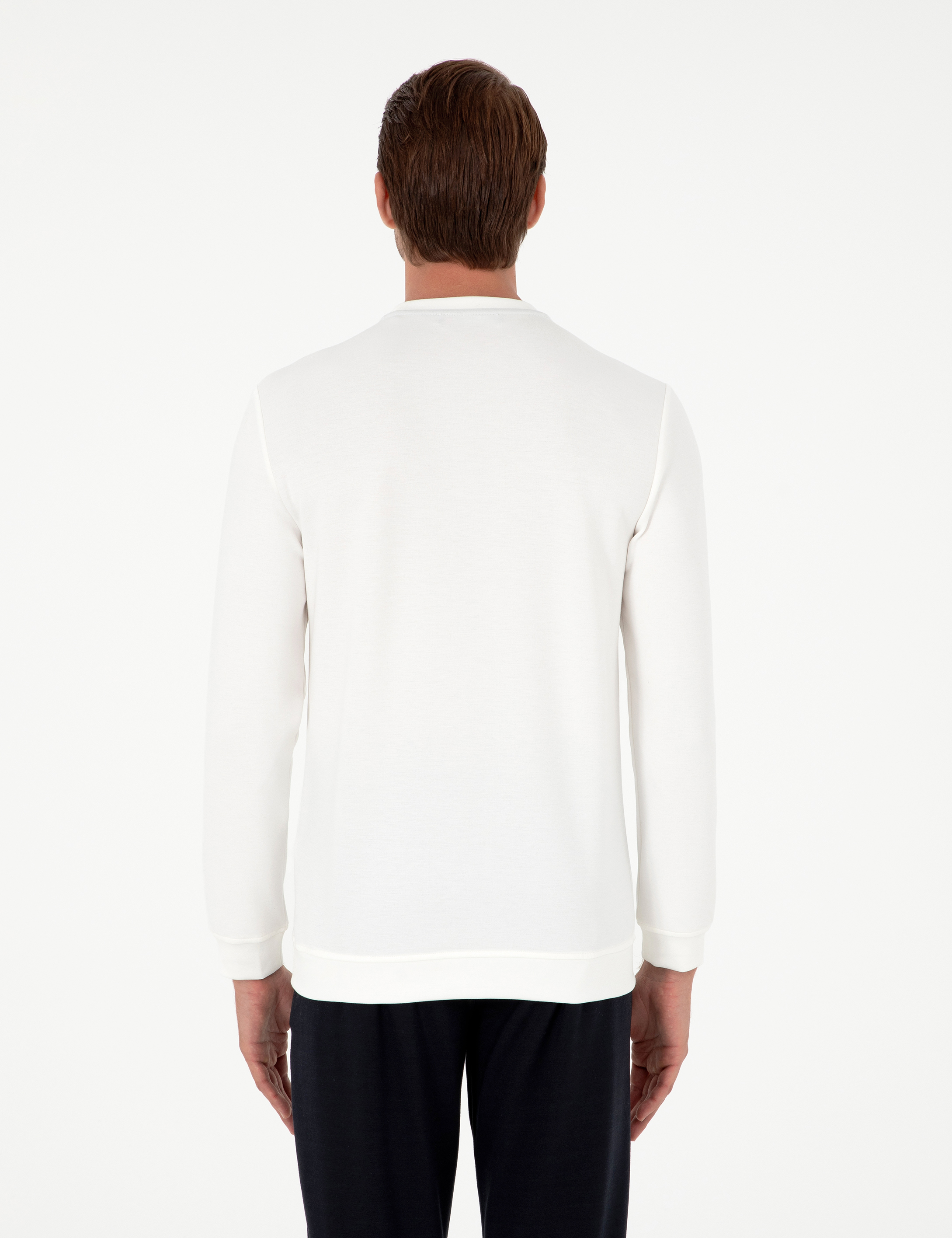 Ekru Regular Fit Bisiklet Yaka Sweatshirt - Image 5
