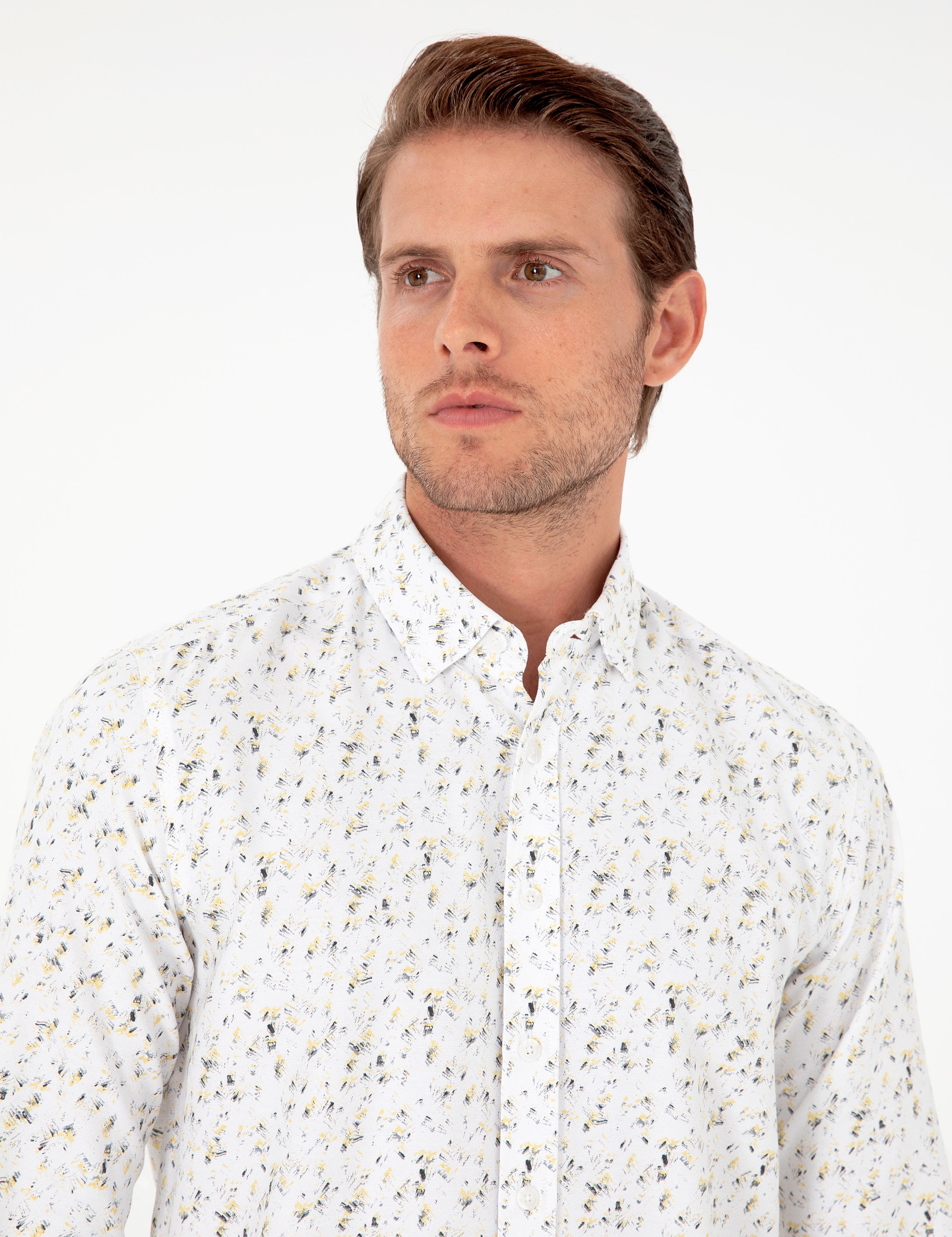 Gri Slim Fit Uzun Kollu Gömlek - Image 2