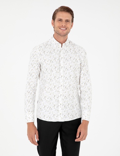 Gri Slim Fit Uzun Kollu Gömlek