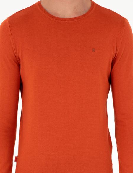 Turuncu Slim Fit Bisiklet Yaka Basic Triko Kazak - 50296621031