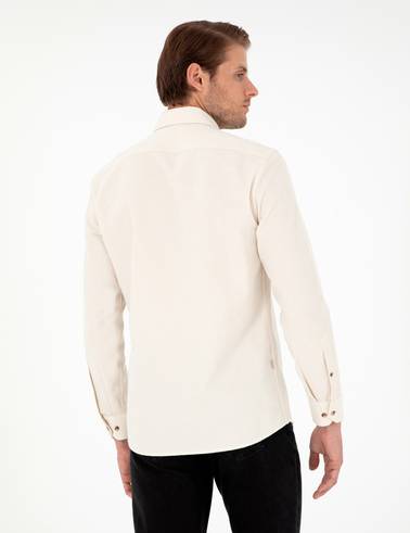 Bej Slim Fit Uzun Kollu Gömlek