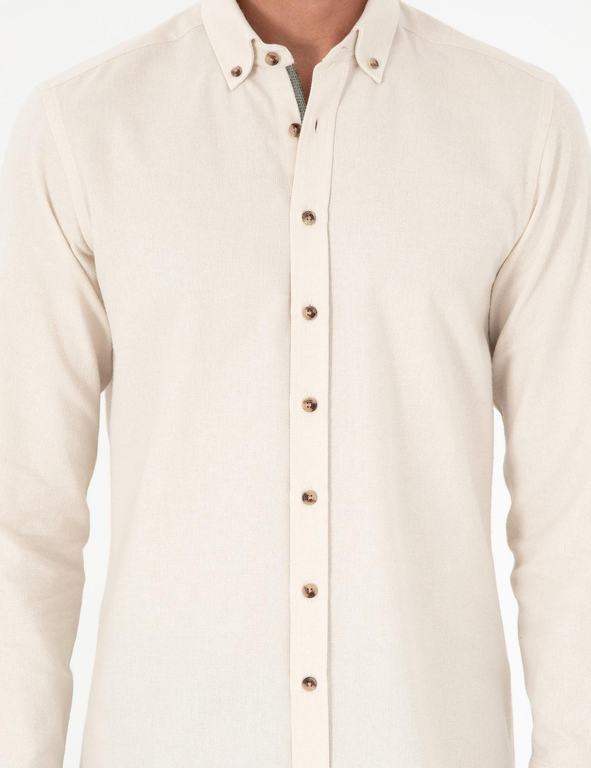 Bej Slim Fit Uzun Kollu Gömlek - 50293756038