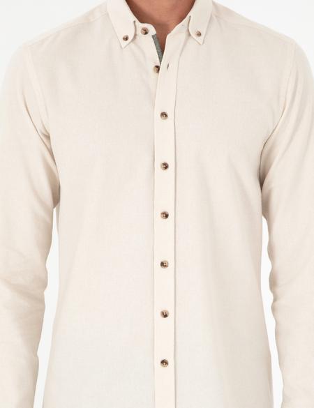 Bej Slim Fit Uzun Kollu Gömlek - 50293756038