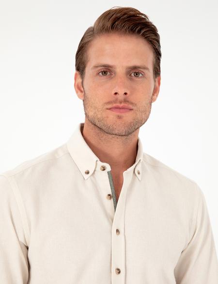 Bej Slim Fit Uzun Kollu Gömlek - 50293756038