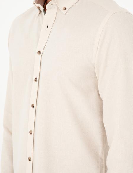 Bej Slim Fit Uzun Kollu Gömlek - 50293756038