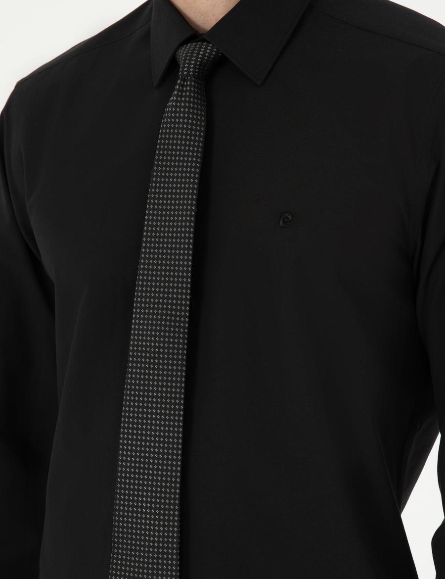 Siyah Slim Fit Uzun Kollu Basic Gömlek