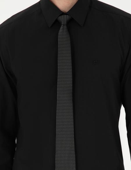 Siyah Slim Fit Uzun Kollu Basic Gömlek - 50297903025