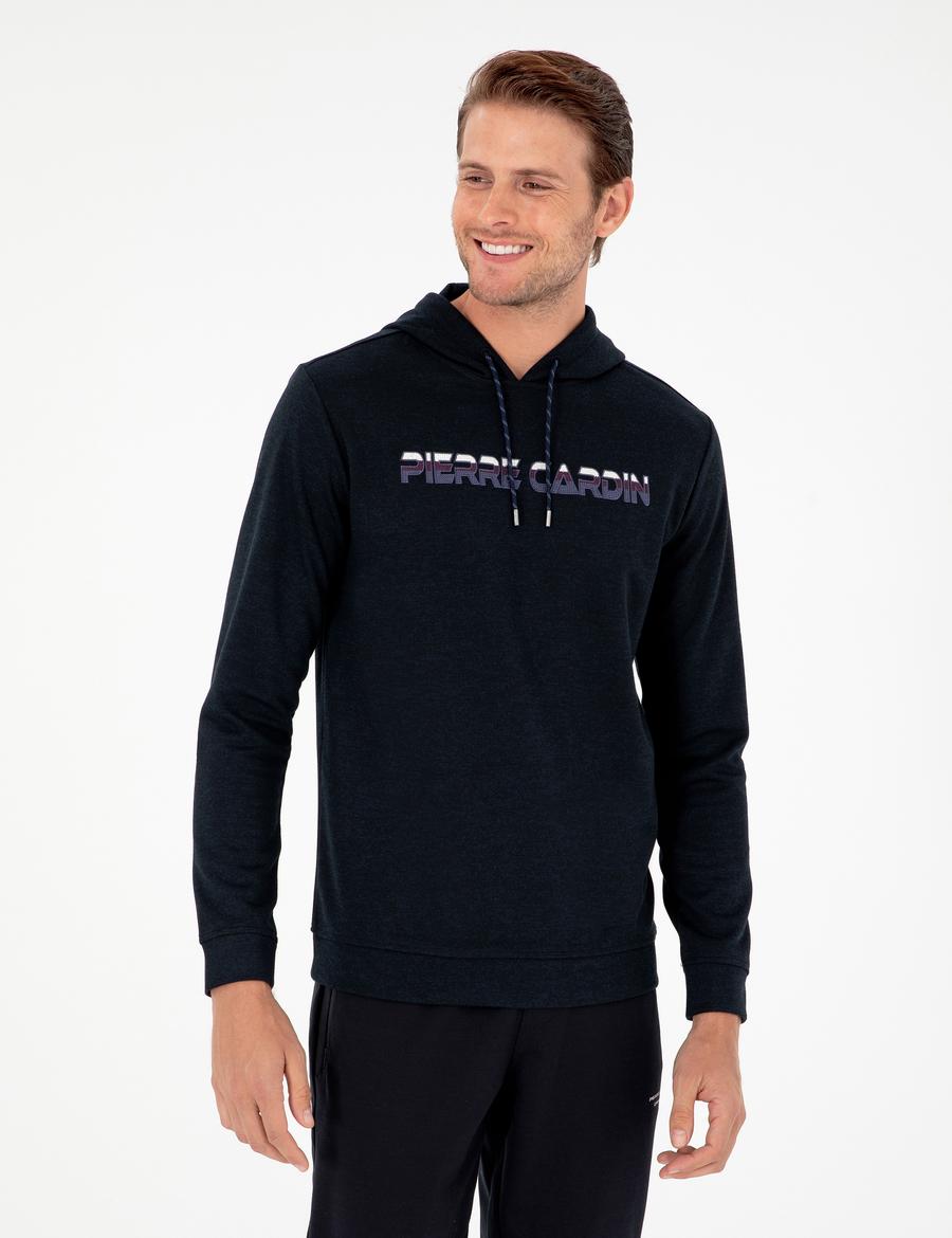 Lacivert Regular Fit Kapüşonlu Sweatshirt