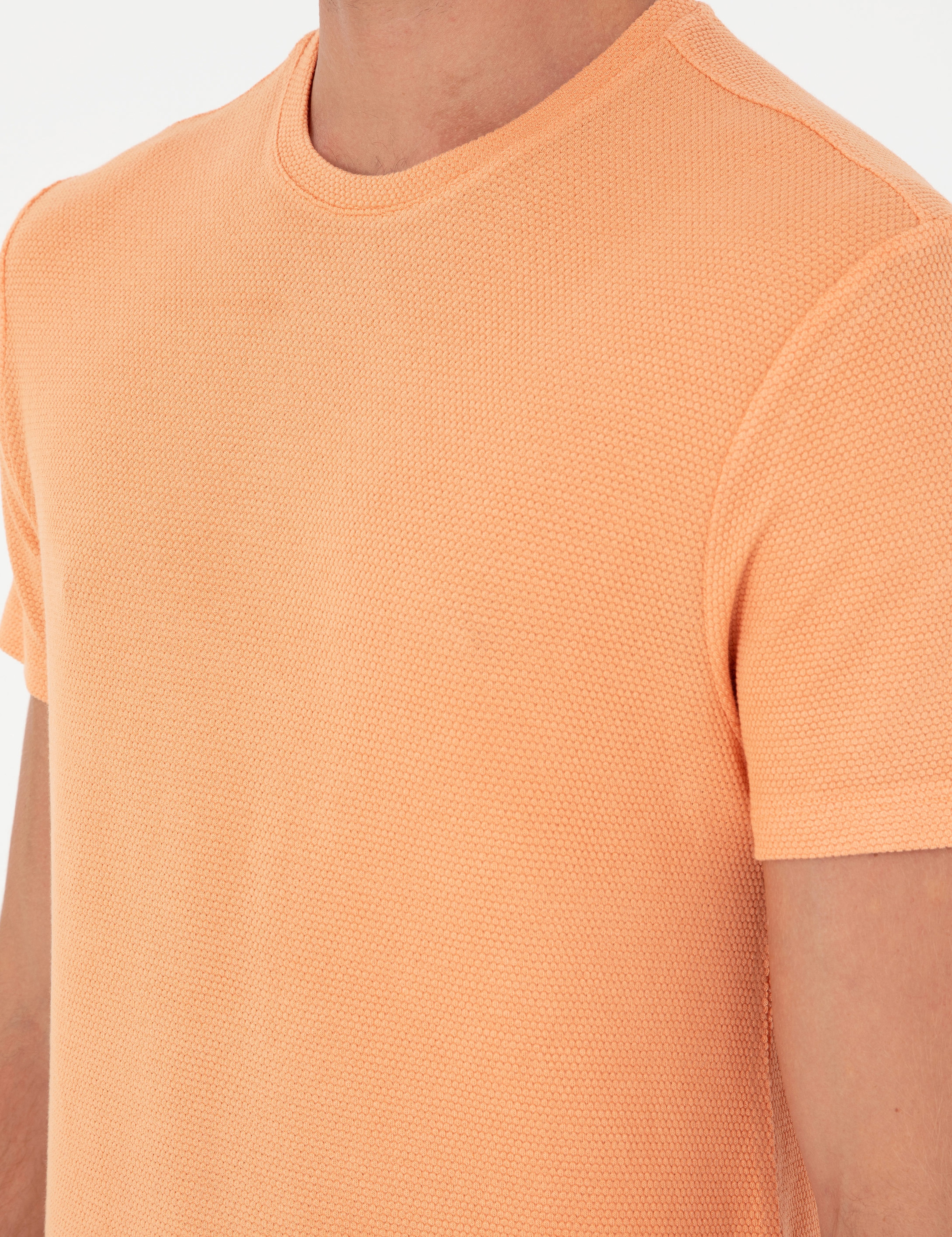 Turuncu Slim Fit Basic Tişört - Image 7