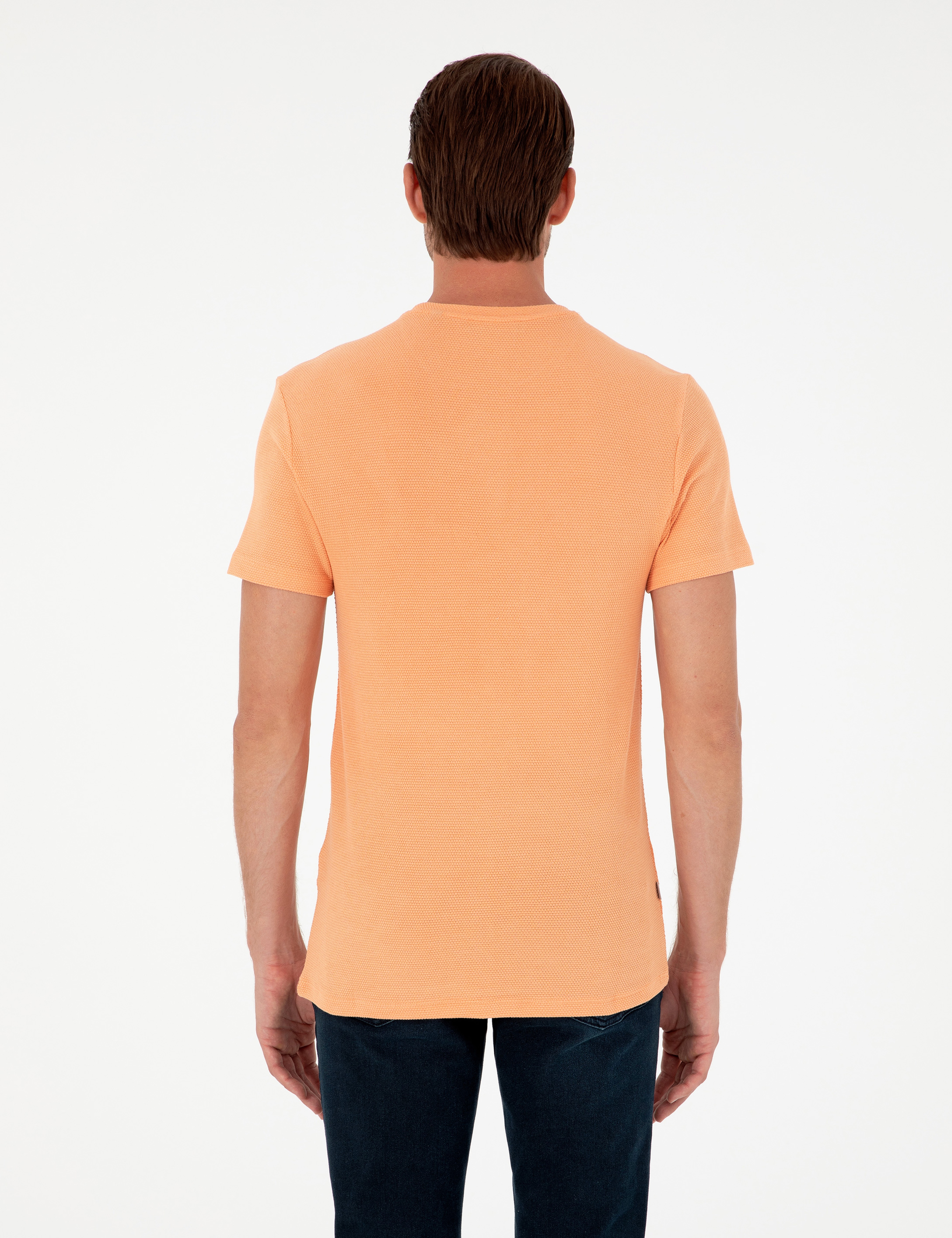 Turuncu Slim Fit Basic Tişört - Image 5