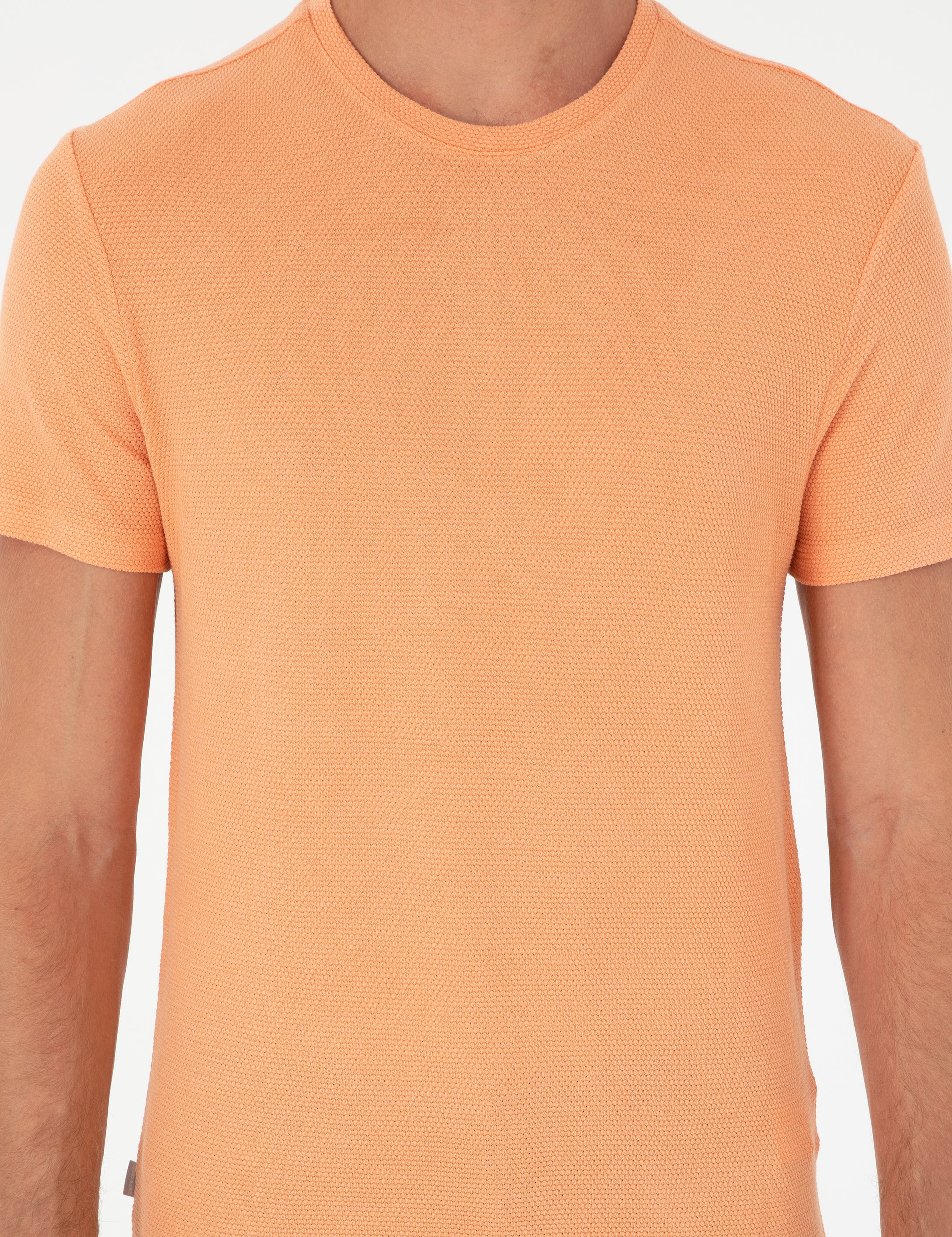 Turuncu Slim Fit Basic Tişört - Image 6