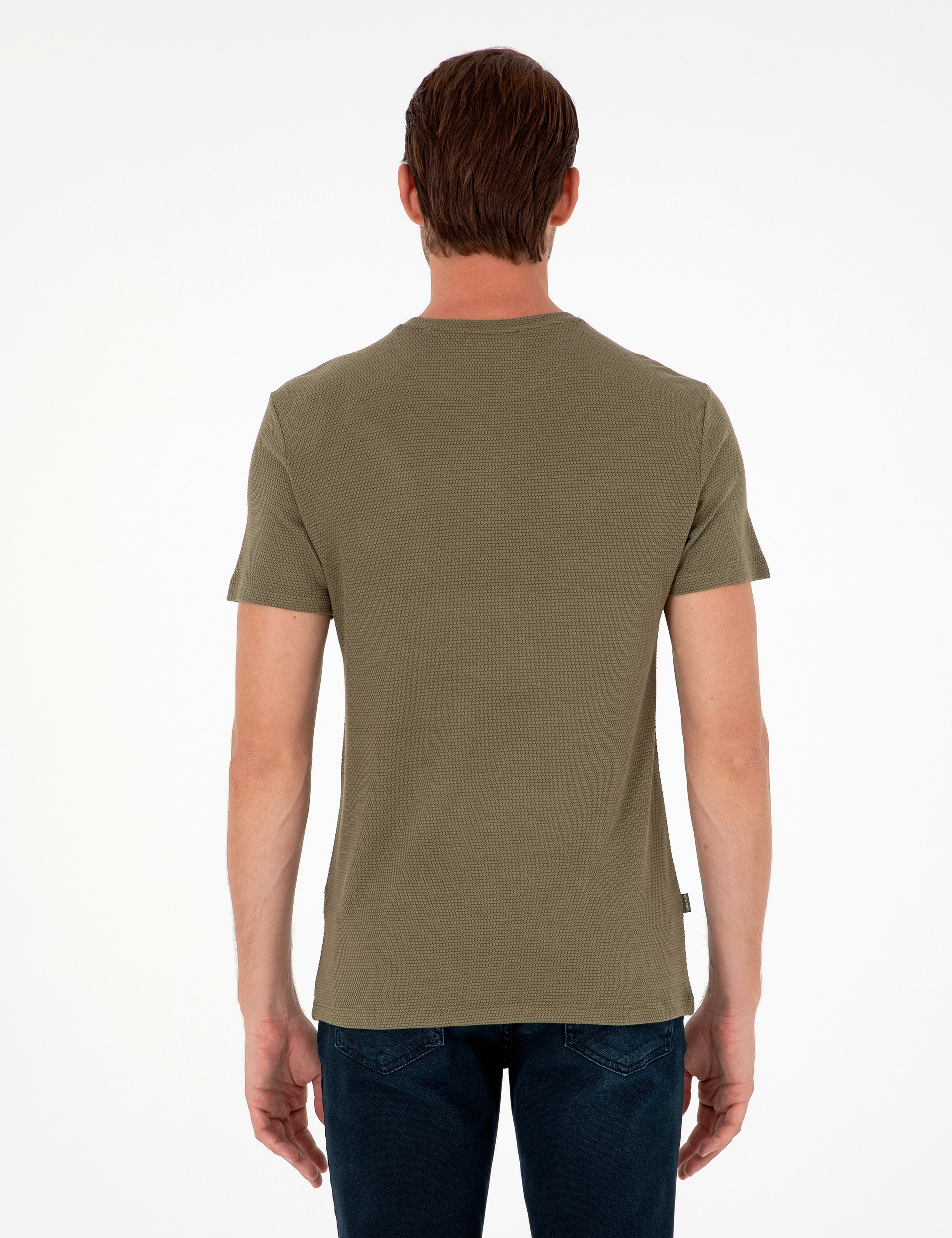 Haki Slim Fit Basic Tişört - Image 5