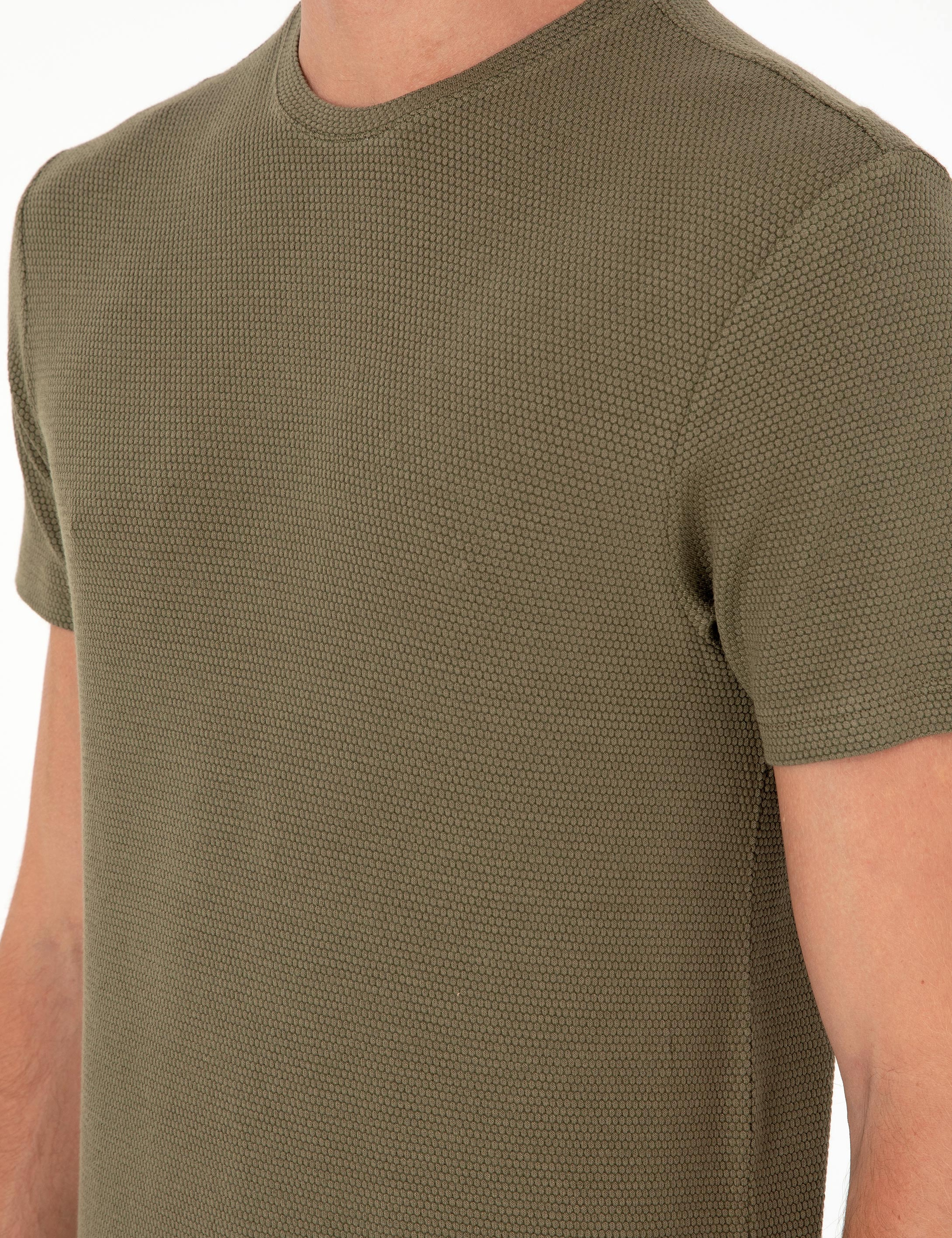Haki Slim Fit Basic Tişört - Image 7