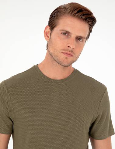 Haki Slim Fit Basic Tişört