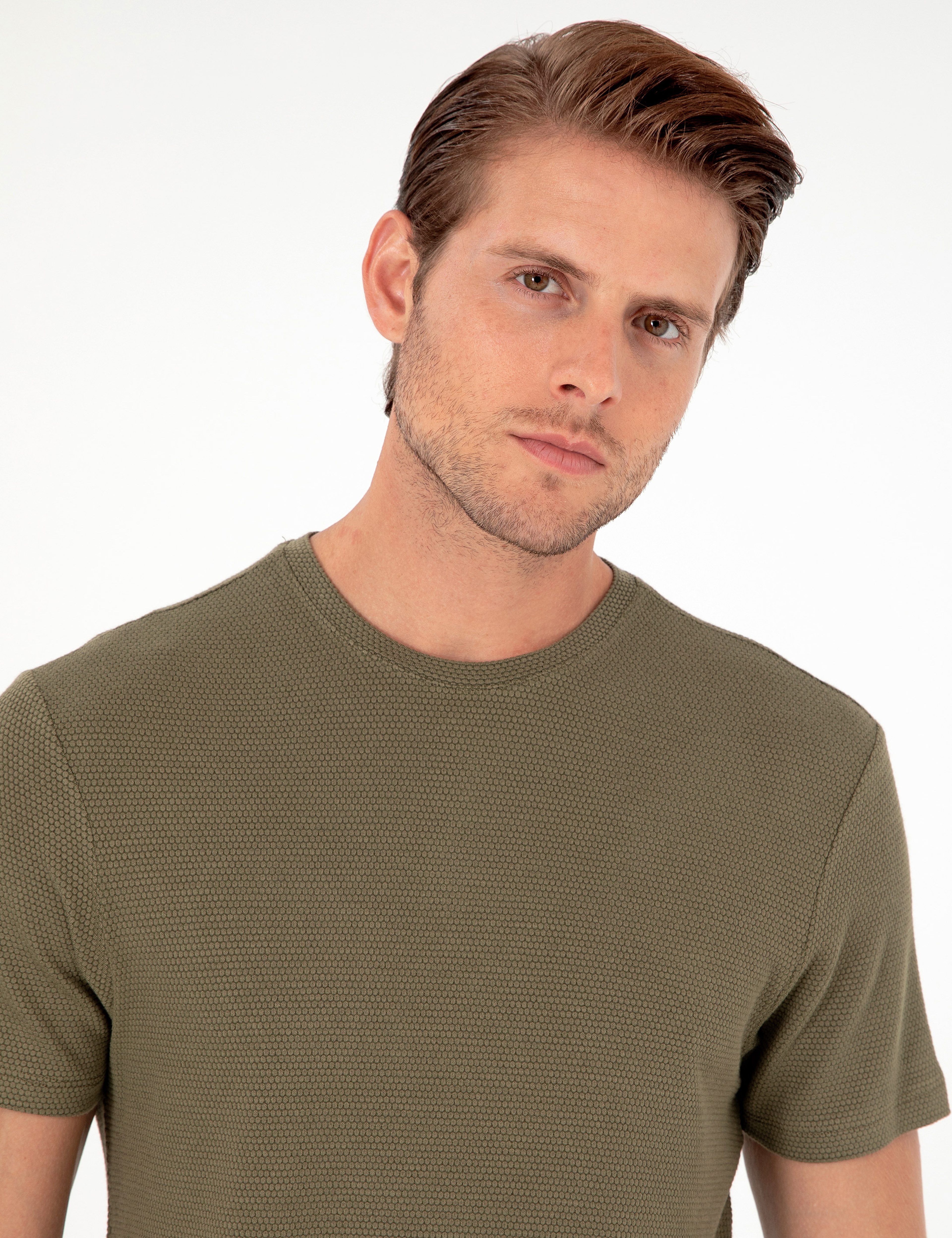 Haki Slim Fit Basic Tişört - Image 2