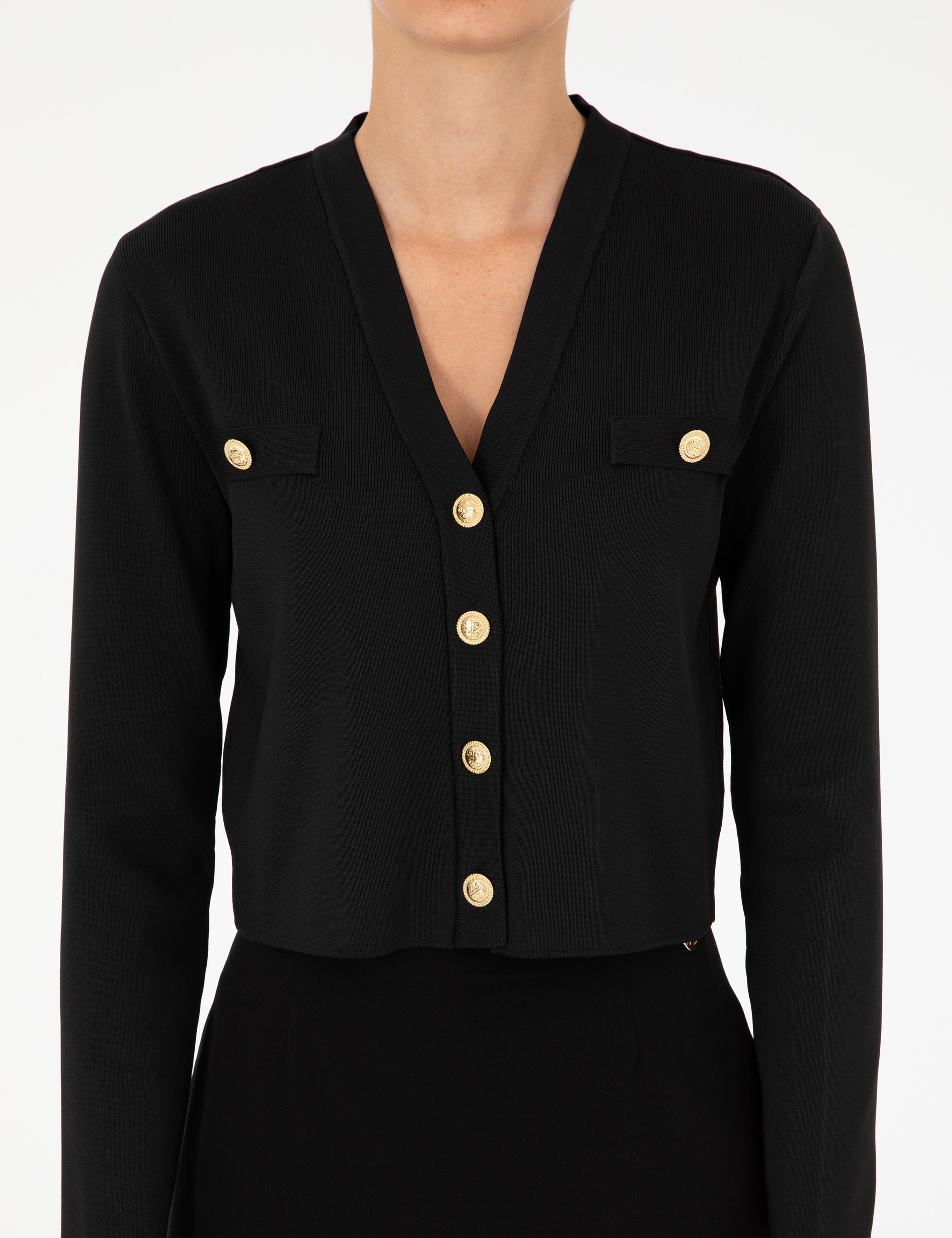 Siyah Crop Top Triko Hırka