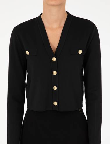 Siyah Crop Top Triko Hırka