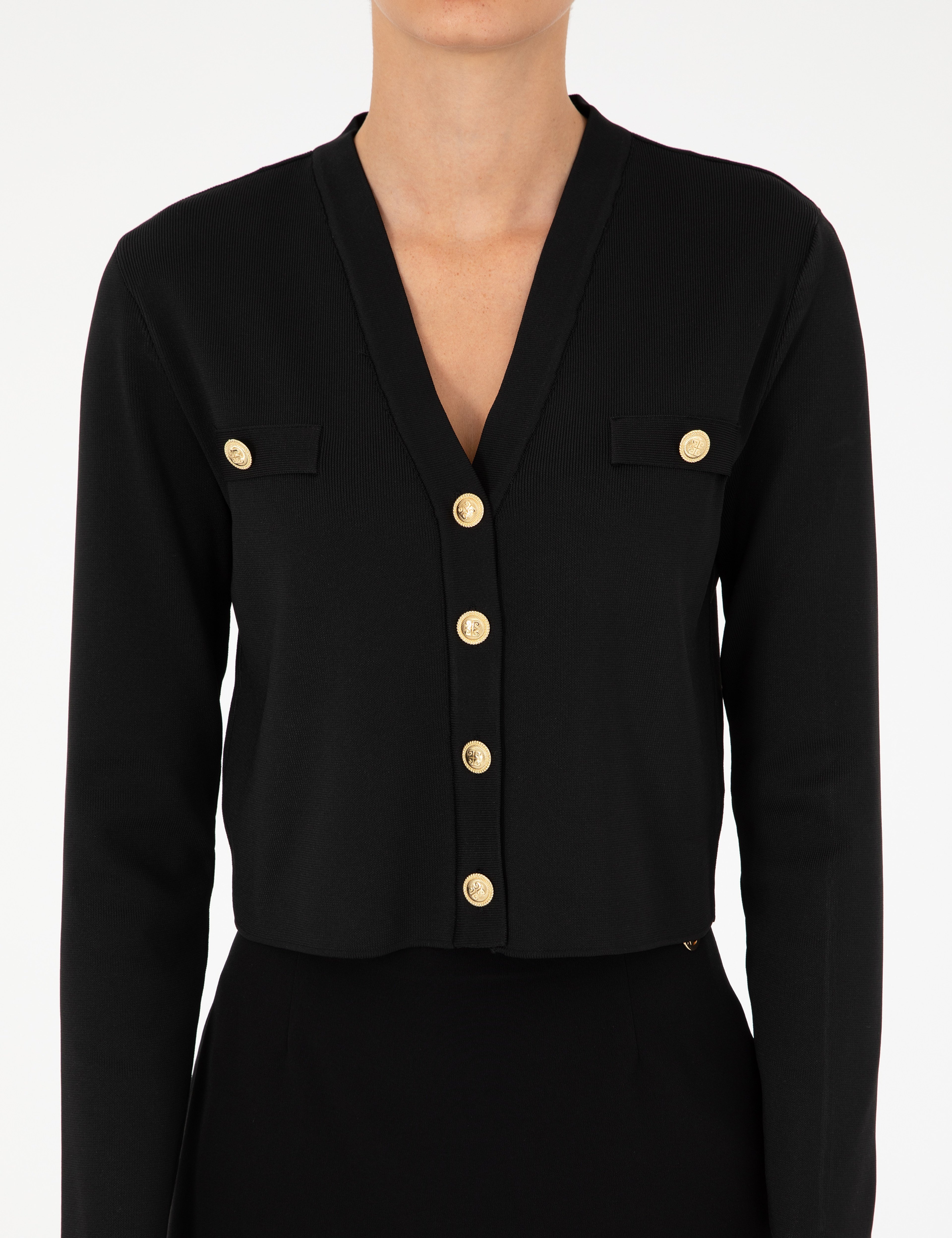 Siyah Crop Top Triko Hırka