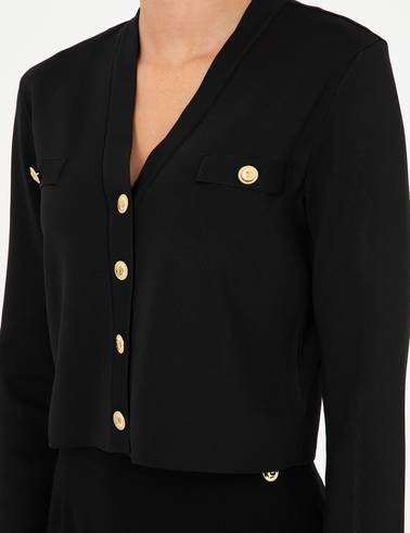 Siyah Crop Top Triko Hırka