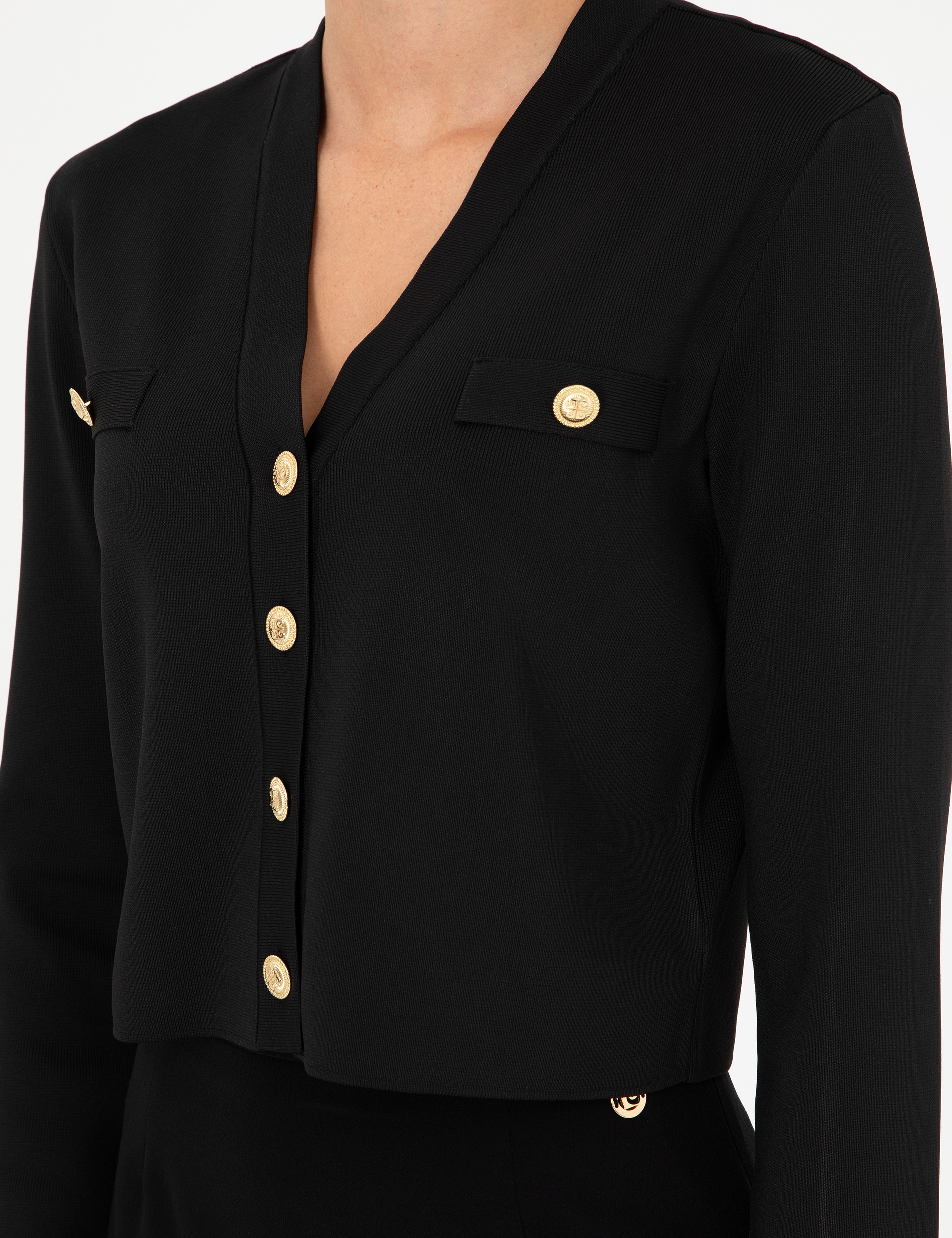 Siyah Crop Top Triko Hırka - Image 7