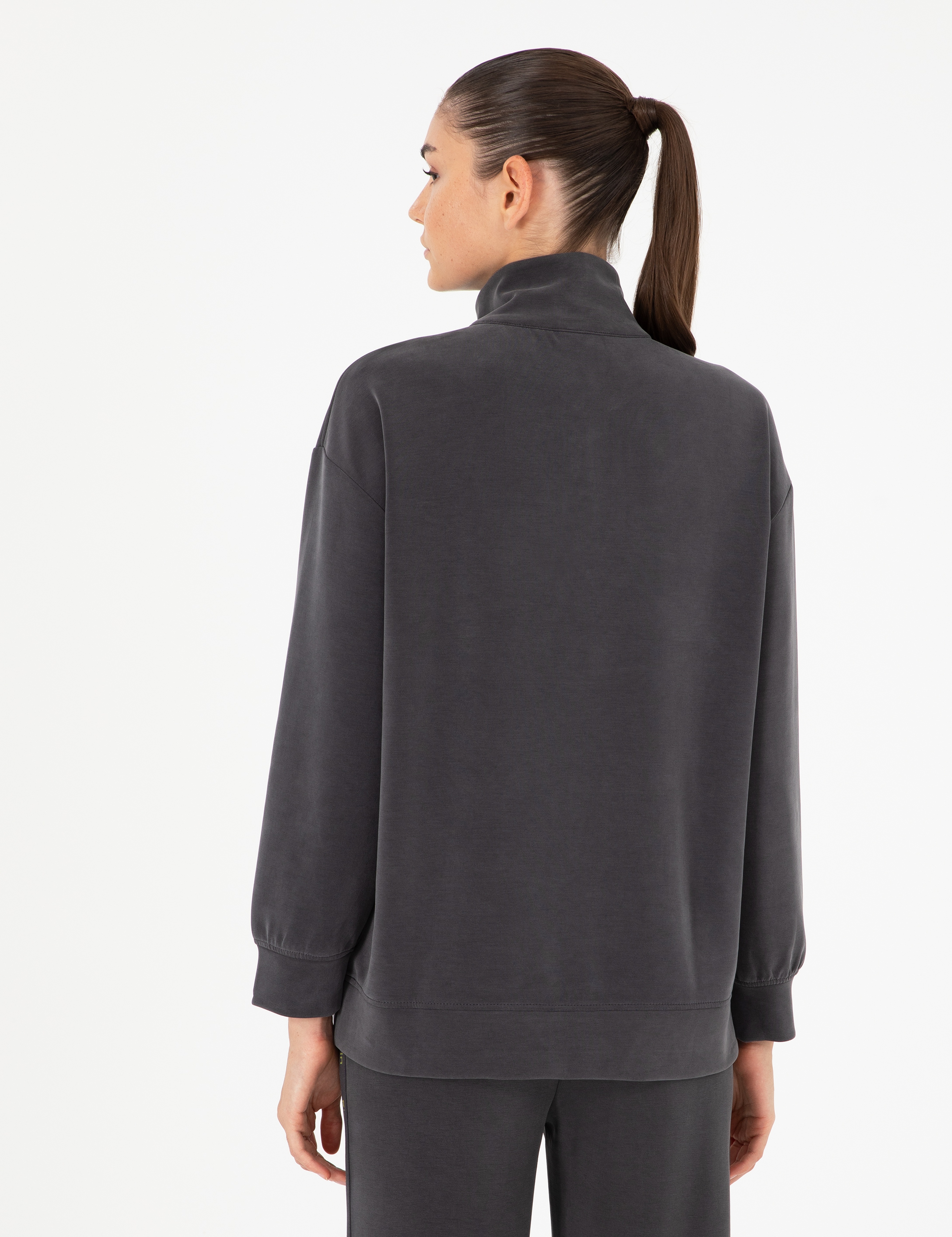 Antrasit Oversize Modal Kumaş Sweatshirt - Image 5