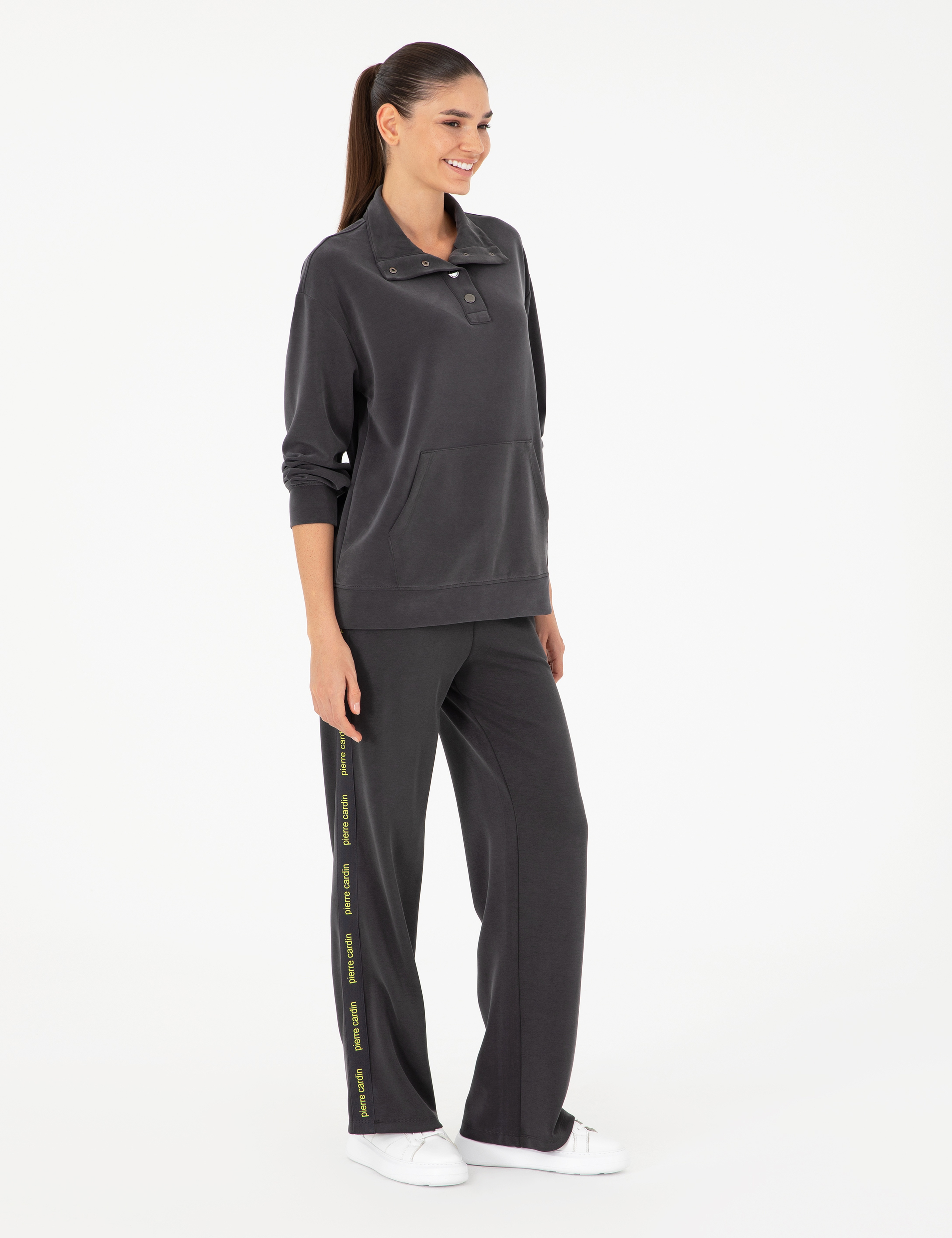 Antrasit Oversize Modal Kumaş Sweatshirt - Image 4
