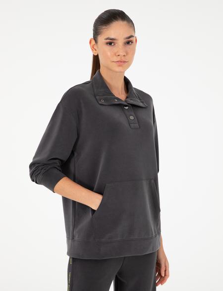 Antrasit Oversize Modal Kumaş Sweatshirt - 50290903018