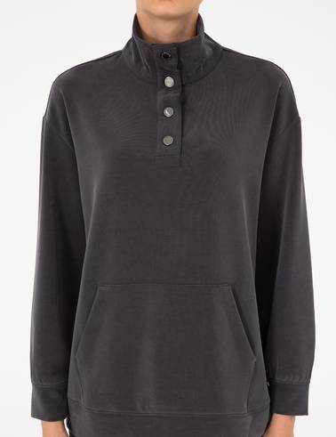 Antrasit Oversize Modal Kumaş Sweatshirt