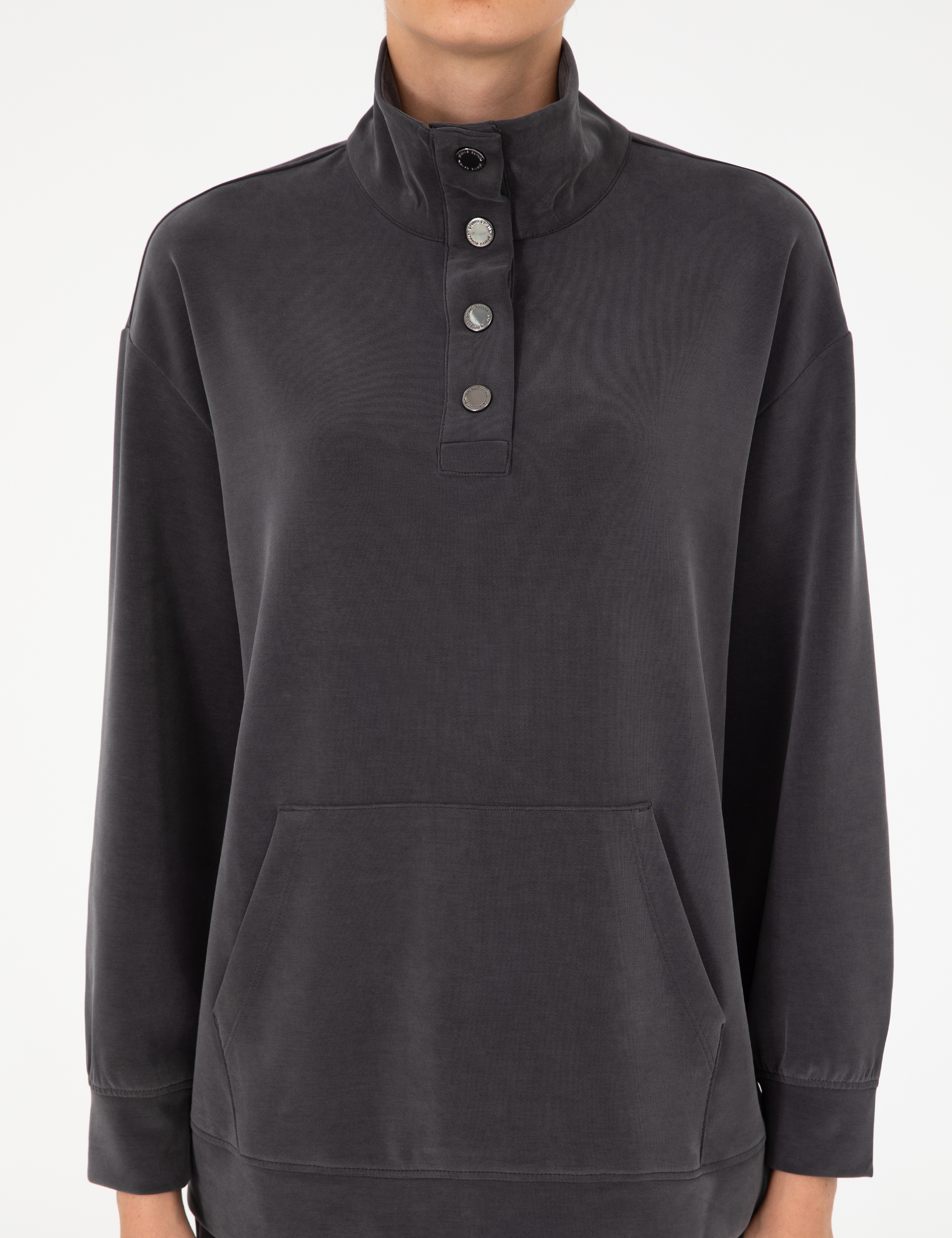 Antrasit Oversize Modal Kumaş Sweatshirt - Image 6