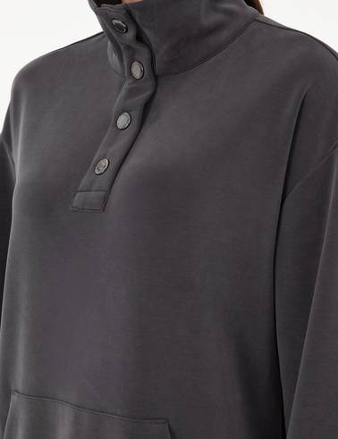 Antrasit Oversize Modal Kumaş Sweatshirt