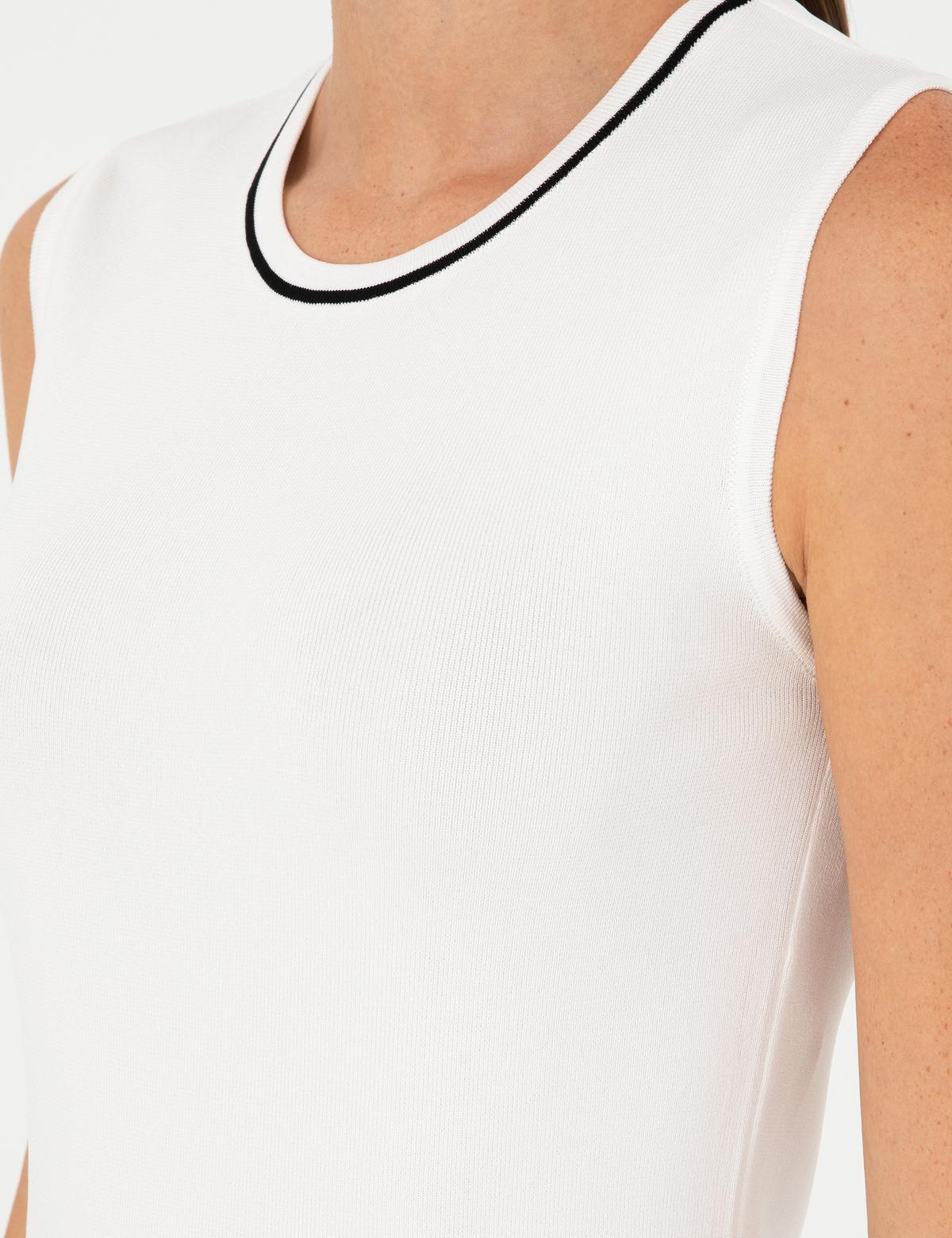 Ekru Slim Fit Triko Bluz - 50296459006